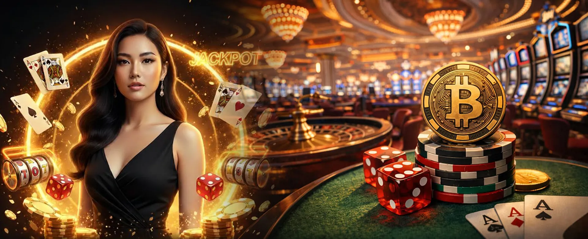 Old-School Casino Lobby with Golden Glow and Vintage Games in Philippines
